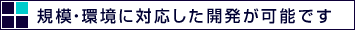 規模・環境に対応した開発が可能です